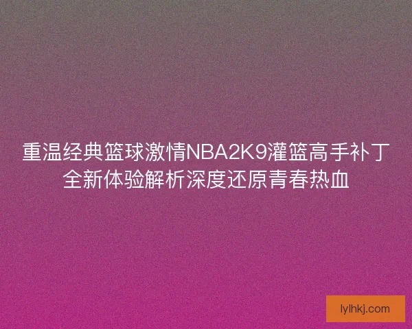 重温经典篮球激情NBA2K9灌篮高手补丁全新体验解析深度还原青春热血